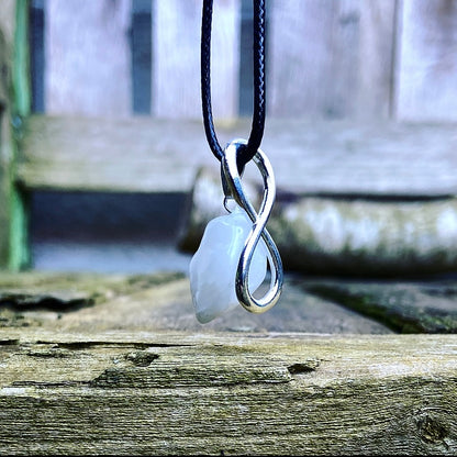Zilveren Infinity met Maansteen ketting "To The Moon And Back"