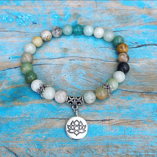 Lucky Charm Armband Amazoniet "Lotus van de Lente"