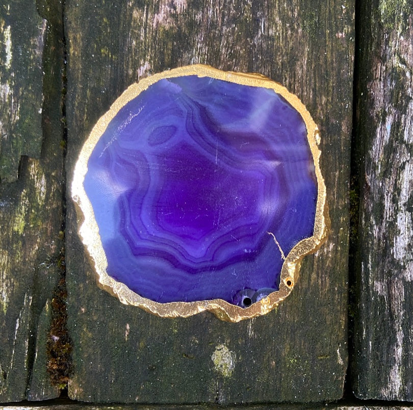 Onderzetter van paarse agaat "Mindfulness"