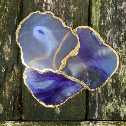 Onderzetter van paarse agaat "Mindfulness"