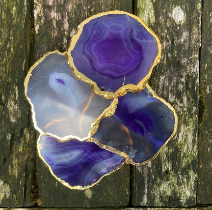 Onderzetter van paarse agaat "Mindfulness"