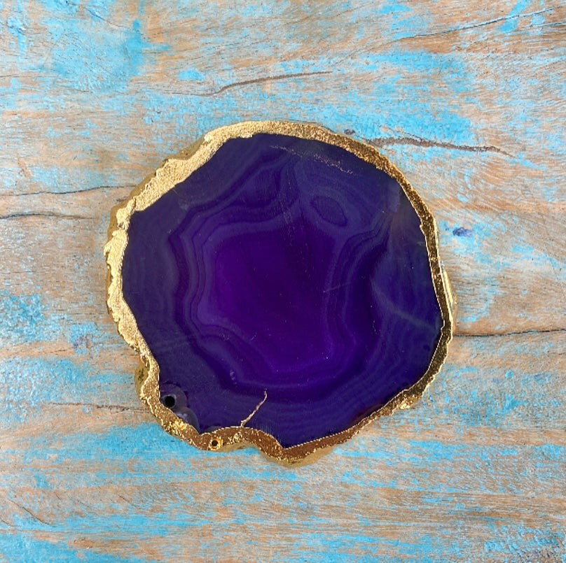 Onderzetter van paarse agaat "Mindfulness"