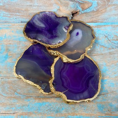 Onderzetter van paarse agaat "Mindfulness"