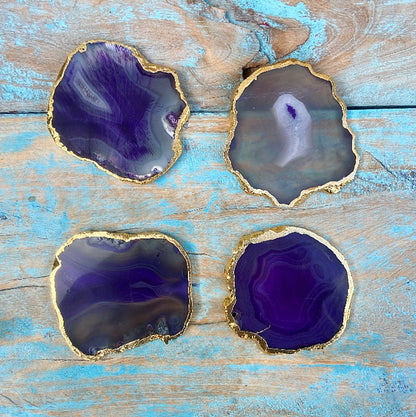 Onderzetter van paarse agaat "Mindfulness"