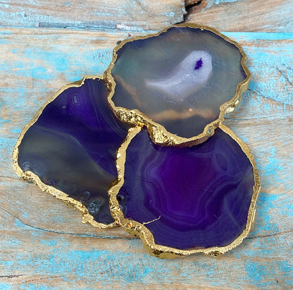 Onderzetter van paarse agaat "Mindfulness"