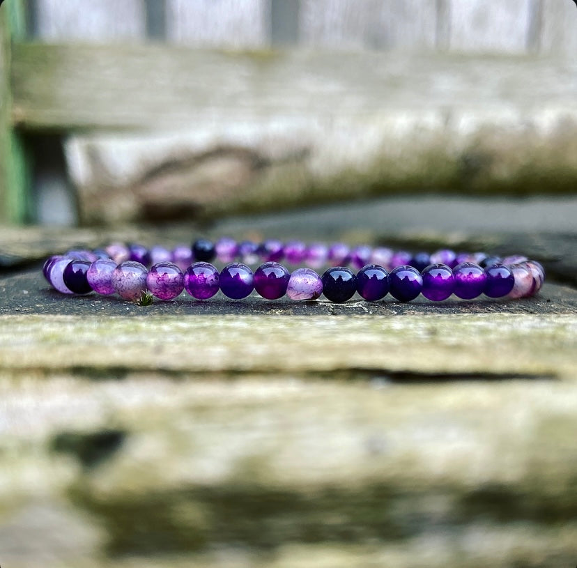 Paarse Agaat armbandje "Mindfulness"