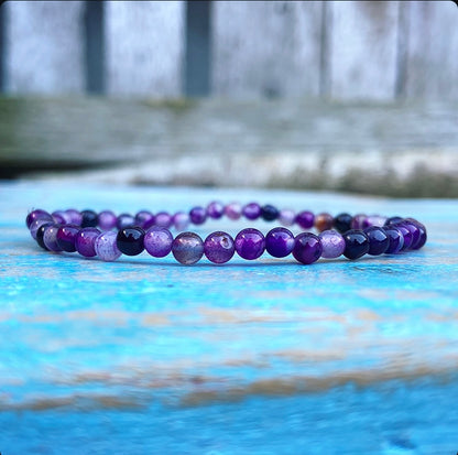 Paarse Agaat armbandje "Mindfulness"