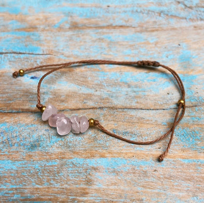 Rozenkwarts armbandje "Open je Hart"