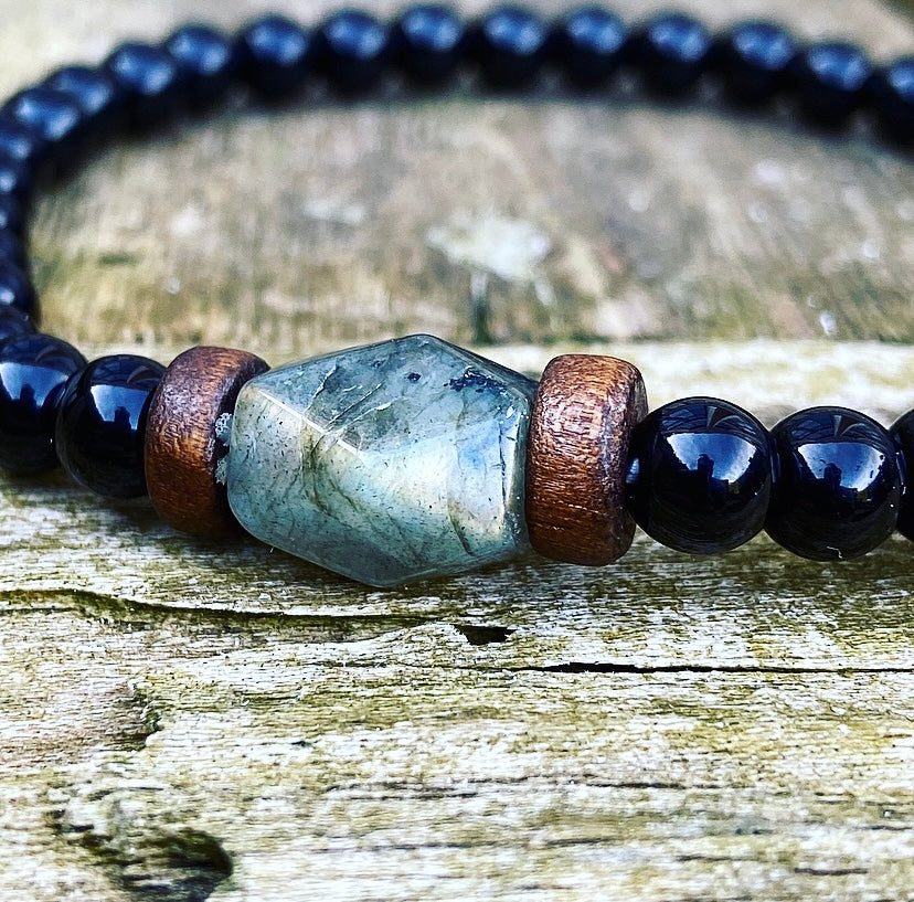 Labradorite &amp; Onyx Bracelet Set "Relax &amp; De-stimulate"