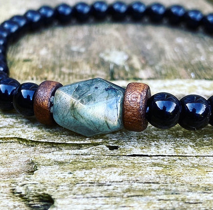 Labradorite &amp; Onyx Bracelet Set "Relax &amp; De-stimulate"