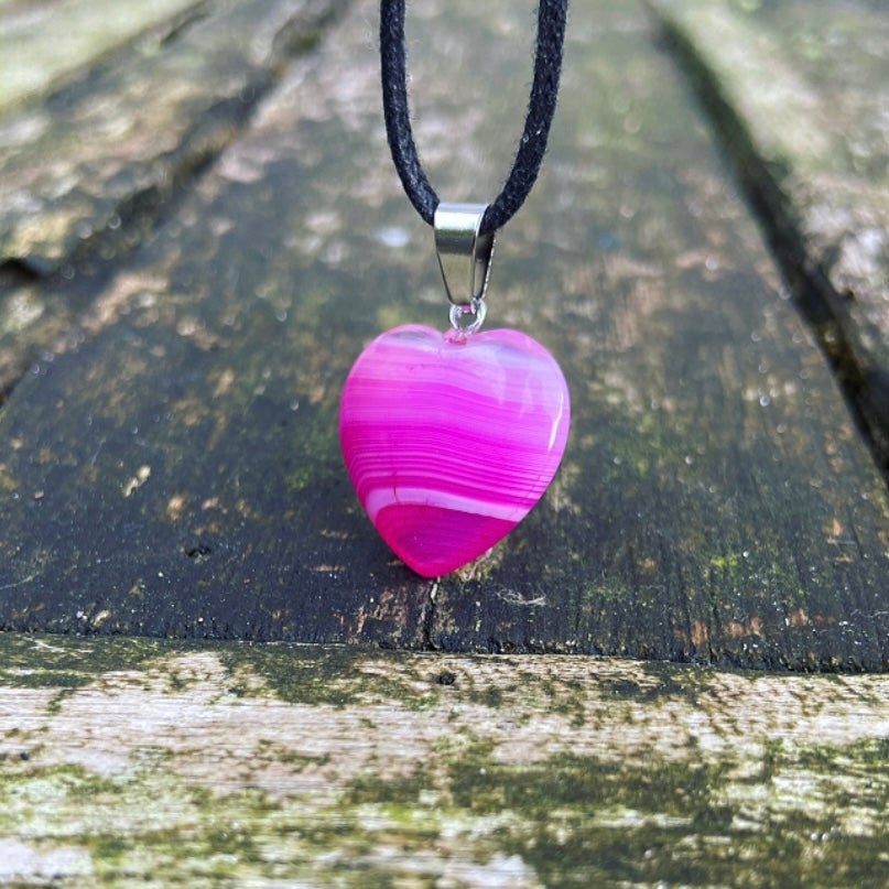 Roze agaat hart hanger "Emotioneel Evenwicht"
