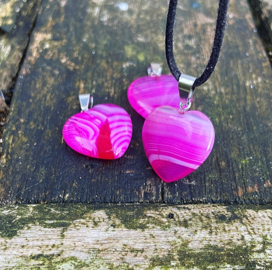 Roze agaat hart hanger "Emotioneel Evenwicht"