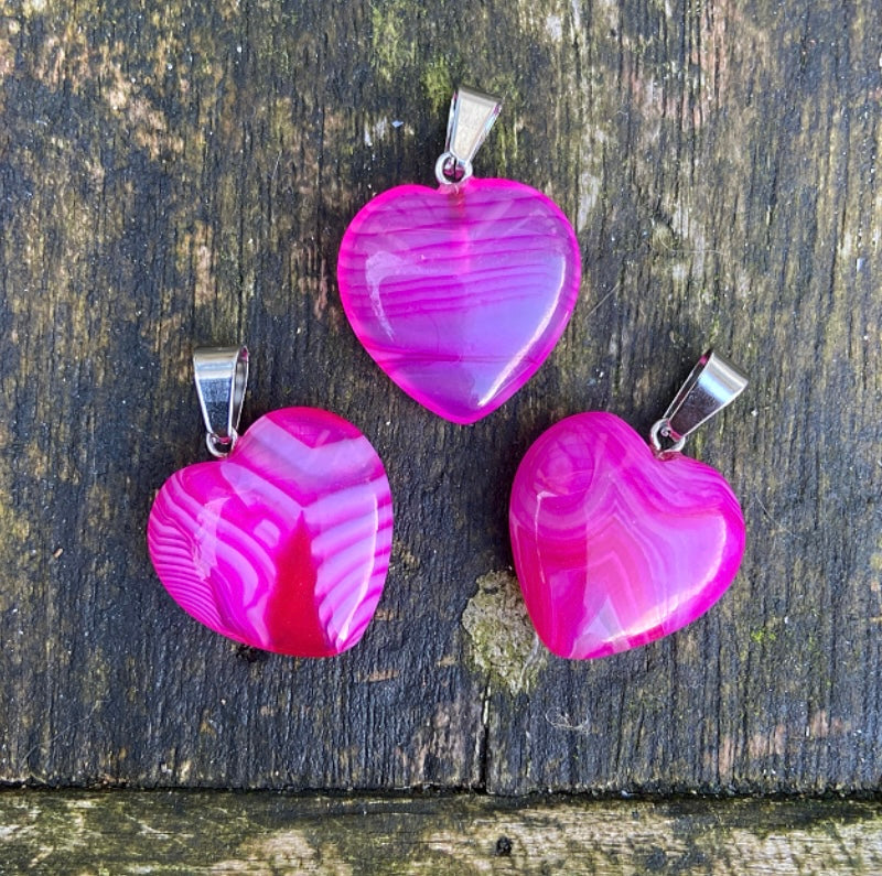Roze agaat hart hanger "Emotioneel Evenwicht"