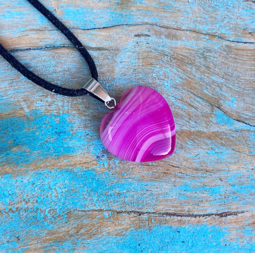 Roze agaat hart hanger "Emotioneel Evenwicht"
