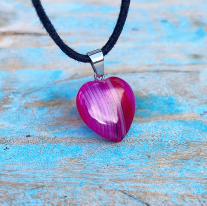 Roze agaat hart hanger "Emotioneel Evenwicht"