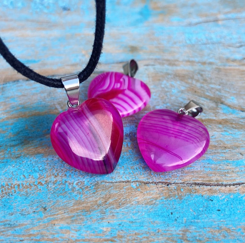 Roze agaat hart hanger "Emotioneel Evenwicht"