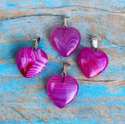 Roze agaat hart hanger "Emotioneel Evenwicht"