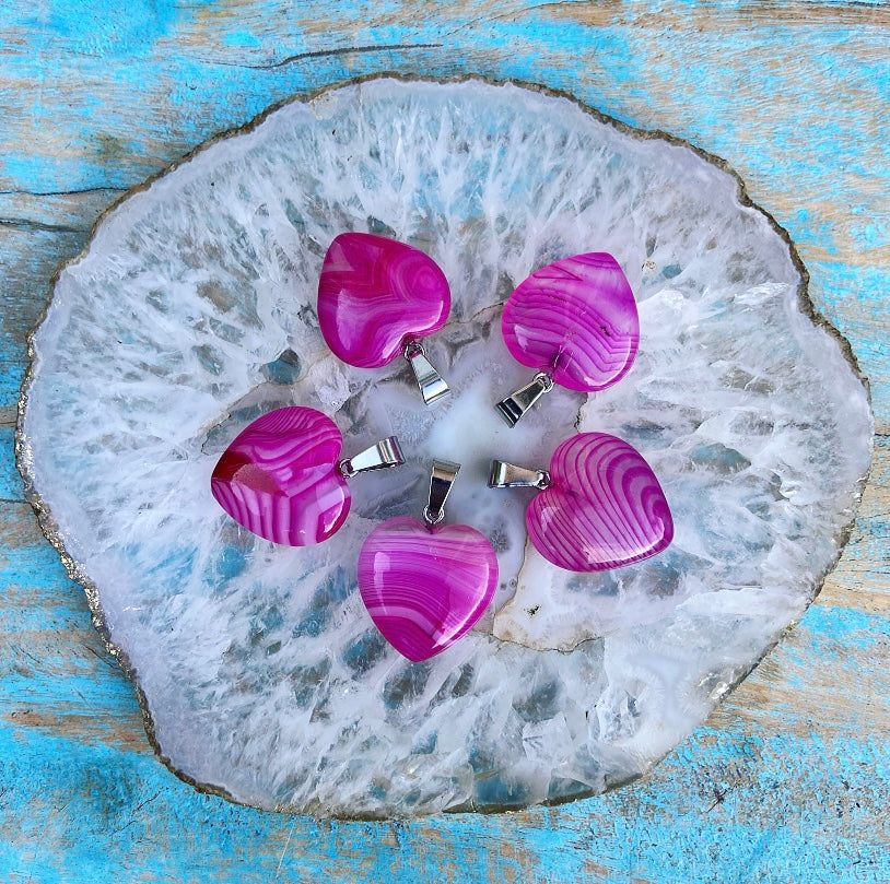 Roze agaat hart hanger "Emotioneel Evenwicht"