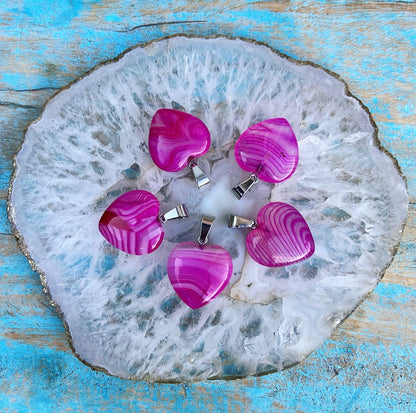 Roze agaat hart hanger "Emotioneel Evenwicht"