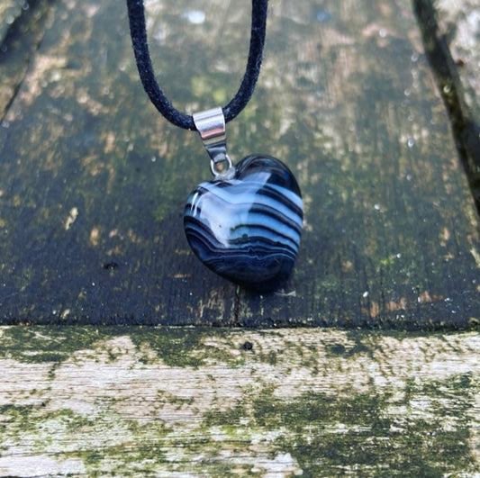 Double point pendant Black Agate "Inner Peace"