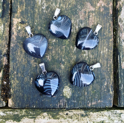 Double point pendant Black Agate "Inner Peace"