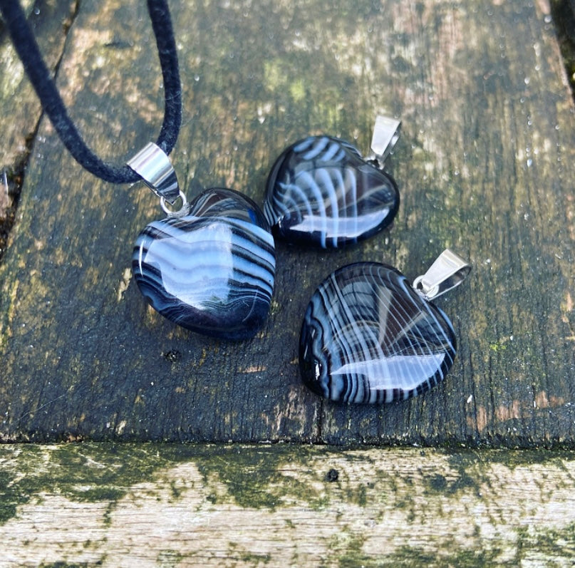 Double point pendant Black Agate "Inner Peace"