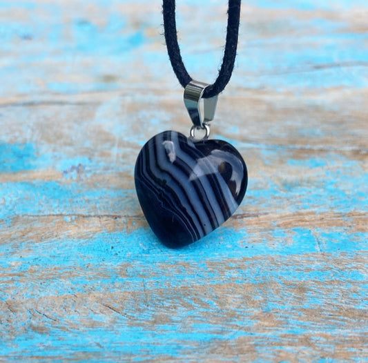 Double point pendant Black Agate "Inner Peace"
