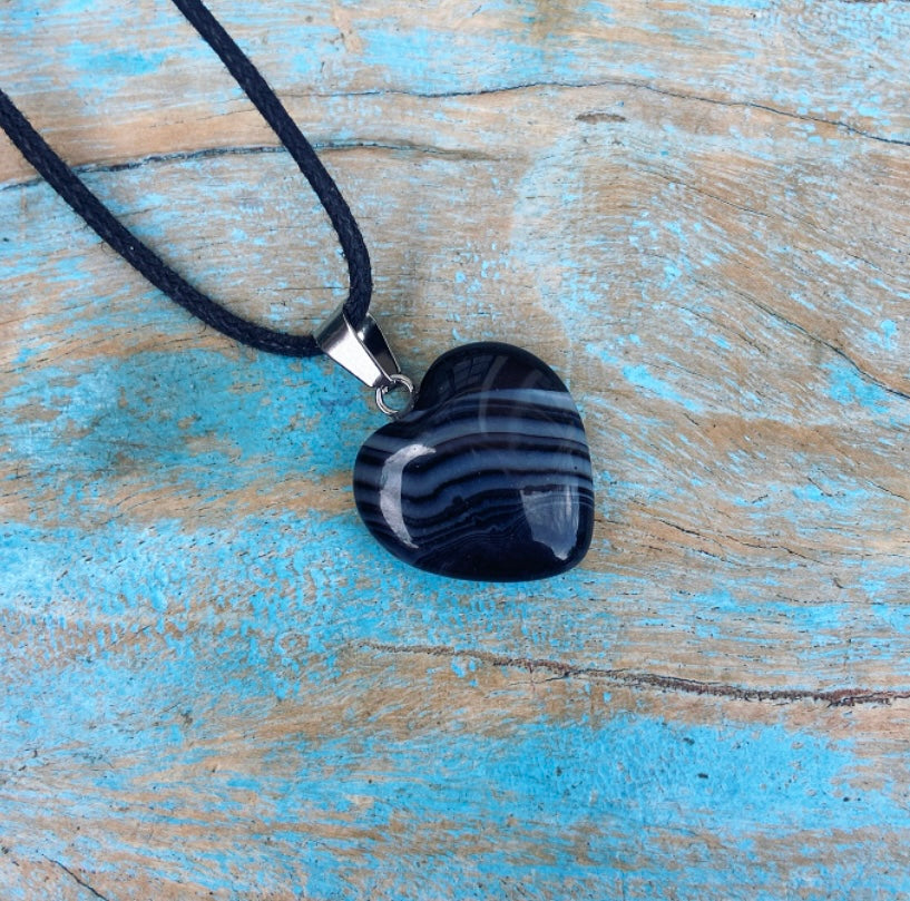 Double point pendant Black Agate "Inner Peace"