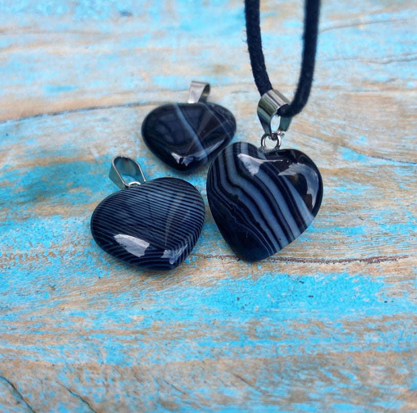 Double point pendant Black Agate "Inner Peace"