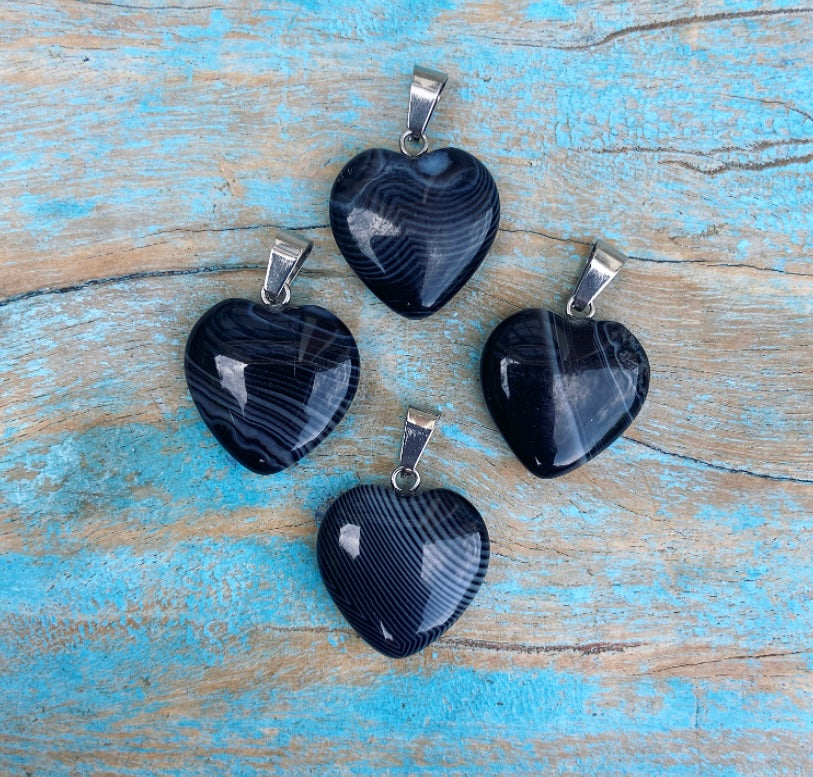 Double point pendant Black Agate "Inner Peace"