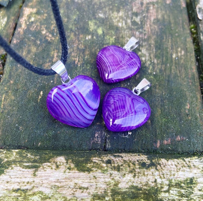 Paarse Agaat hart hangertje "Mindfulness"