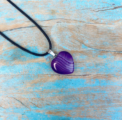 Paarse Agaat hart hangertje "Mindfulness"