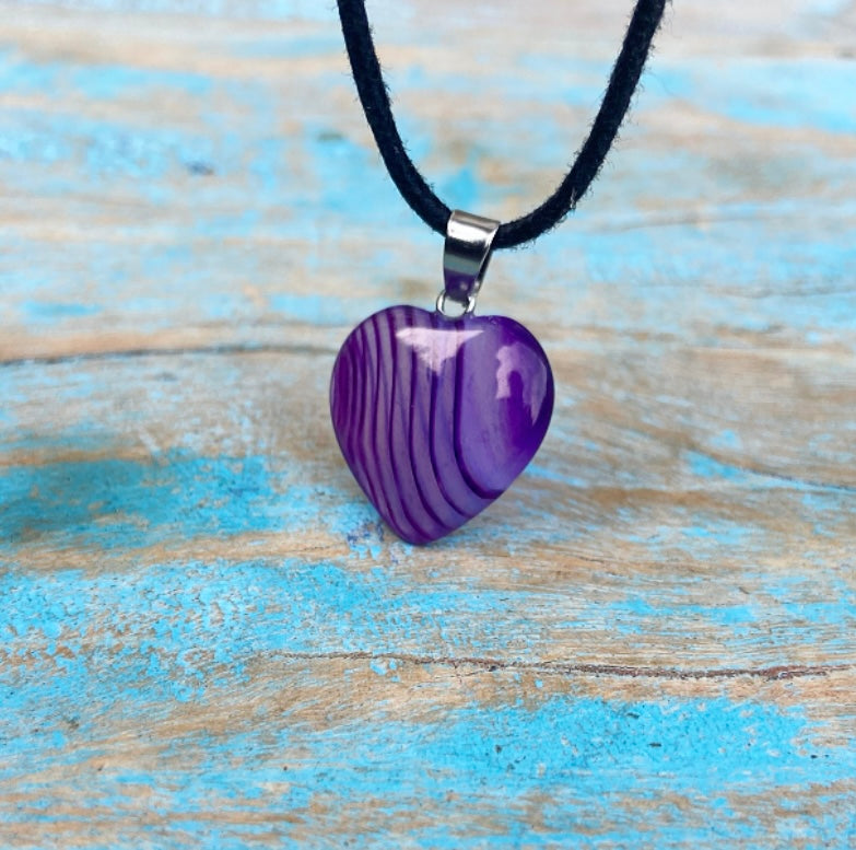 Paarse Agaat hart hangertje "Mindfulness"