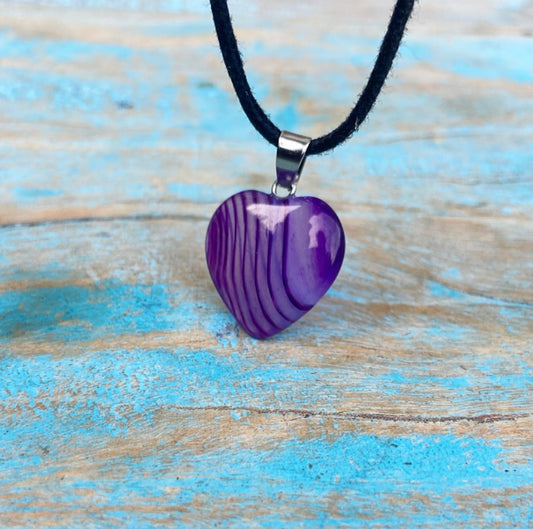 Paarse Agaat hart hangertje "Mindfulness"