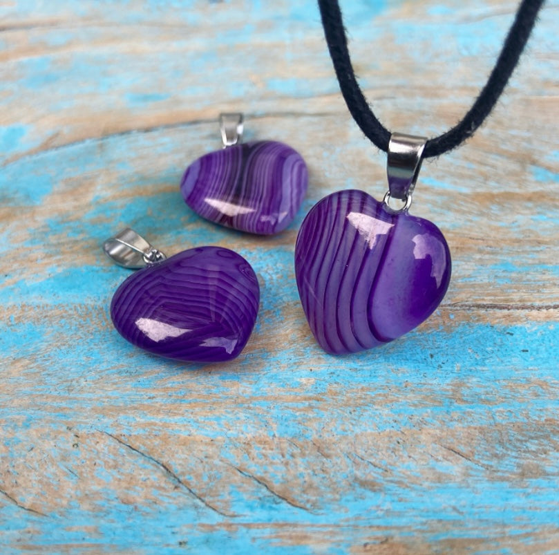 Paarse Agaat hart hangertje "Mindfulness"