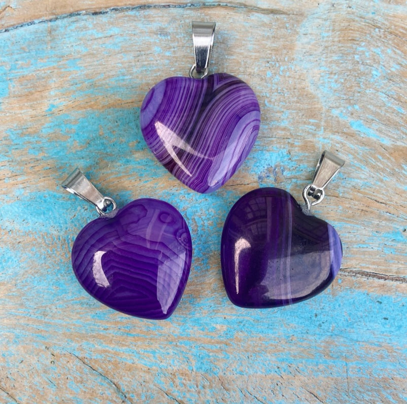 Paarse Agaat hart hangertje "Mindfulness"