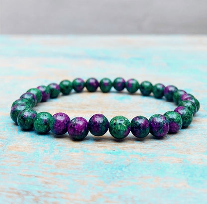 Robijn in fuchsiet armband "Passie & Kracht"