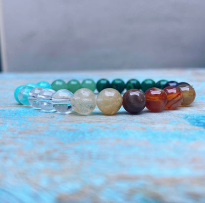 Armband bergkristal, amazoniet, aventurijn, malachiet, amethist, carneool, citrien "het licht keert terug"