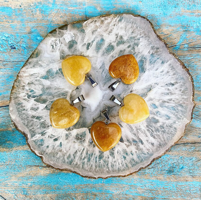 Yellow Jade Heart Pendant "Solar Plexus"