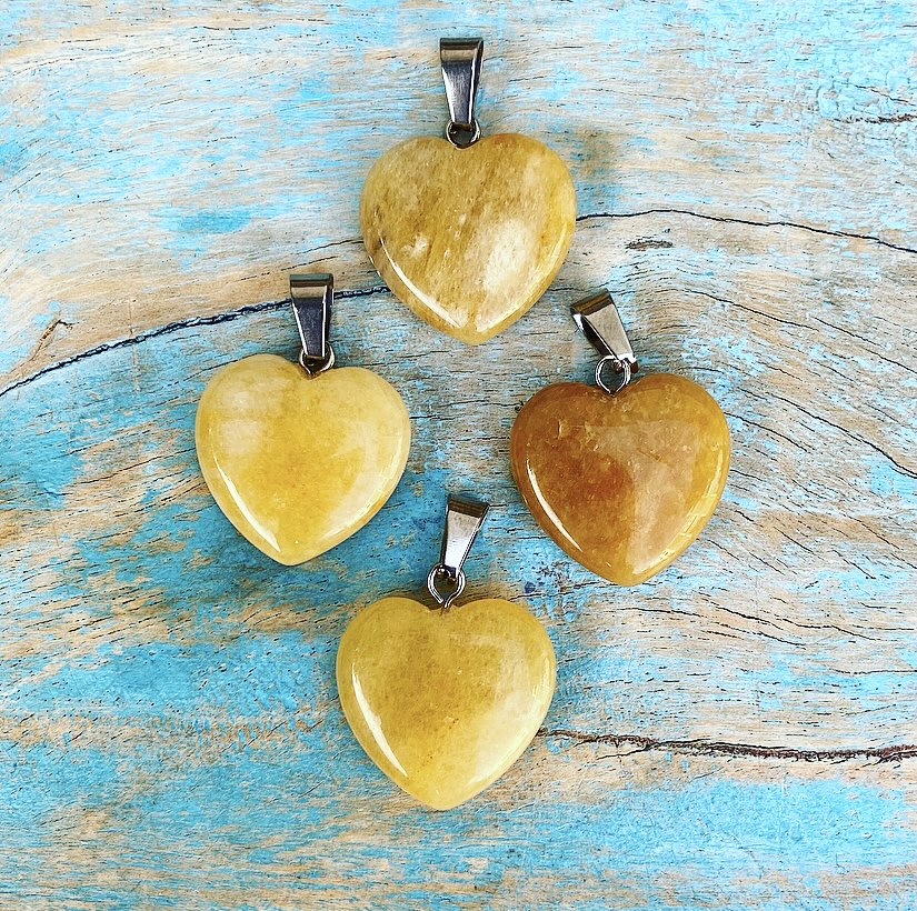 Yellow Jade Heart Pendant "Solar Plexus"