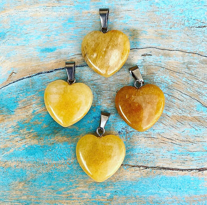 Yellow Jade Heart Pendant "Solar Plexus"