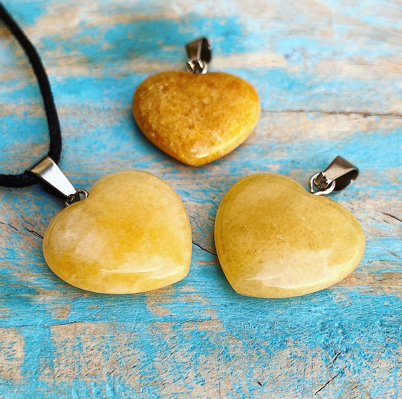 Yellow Jade Heart Pendant "Solar Plexus"