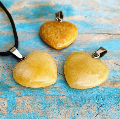 Yellow Jade Heart Pendant "Solar Plexus"