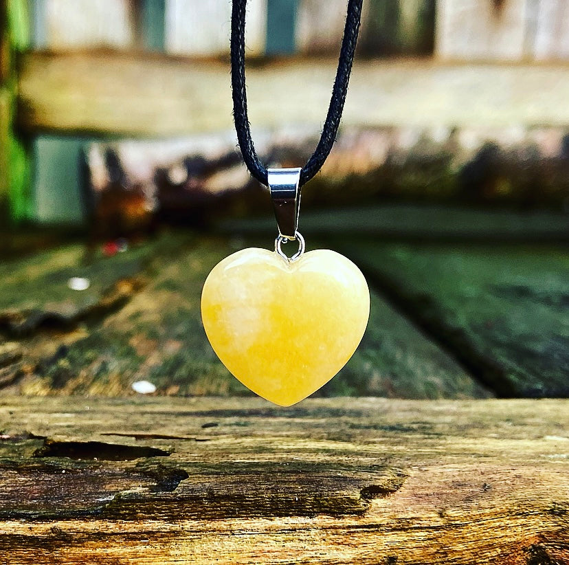 Yellow Jade Heart Pendant "Solar Plexus"