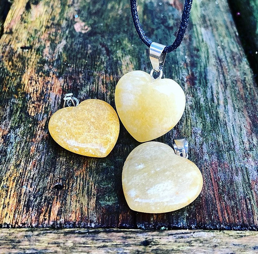 Yellow Jade Heart Pendant "Solar Plexus"