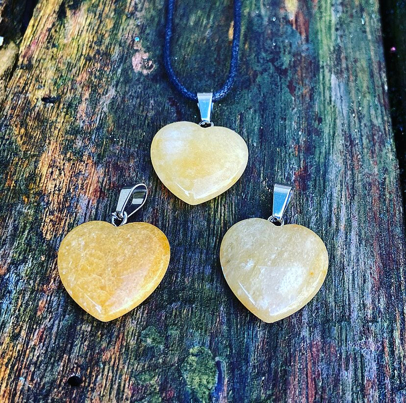 Yellow Jade Heart Pendant "Solar Plexus"