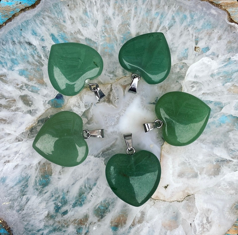 Aventurine heart pendant "Friendship &amp; Positivity"