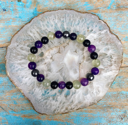 Bracelet Fluorite, Onyx, Hematite and Purple Agate "Your Daily Biorhythm"