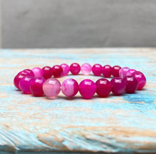 Roze agaat armband "Emotioneel Evenwicht"