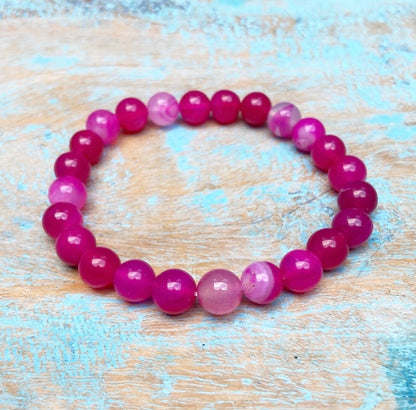 Roze agaat armband "Emotioneel Evenwicht"